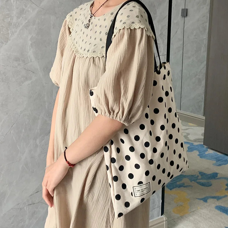 YAOKU Retro Wave Point Canvas Shoulder Bag