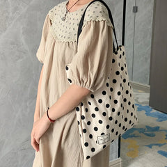 YAOKU Retro Wave Point Canvas Shoulder Bag