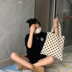 YAOKU Retro Wave Point Canvas Shoulder Bag