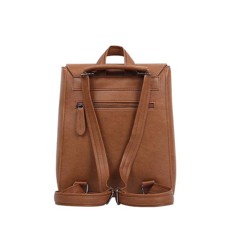 Vintage Preppy Women Backpack PU Leather Girls Rucksack