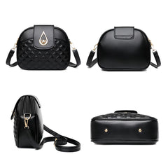 Diamond Lattice PU Leather Shoulder Bag Small Round Crossbody High Messenger