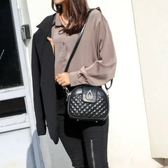 Diamond Lattice PU Leather Shoulder Bag Small Round Crossbody High Messenger