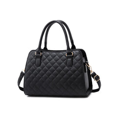 Diamond Lattice Leather Tote Bag with Bow-Knot