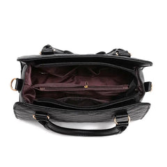 Diamond Lattice Leather Tote Bag with Bow-Knot