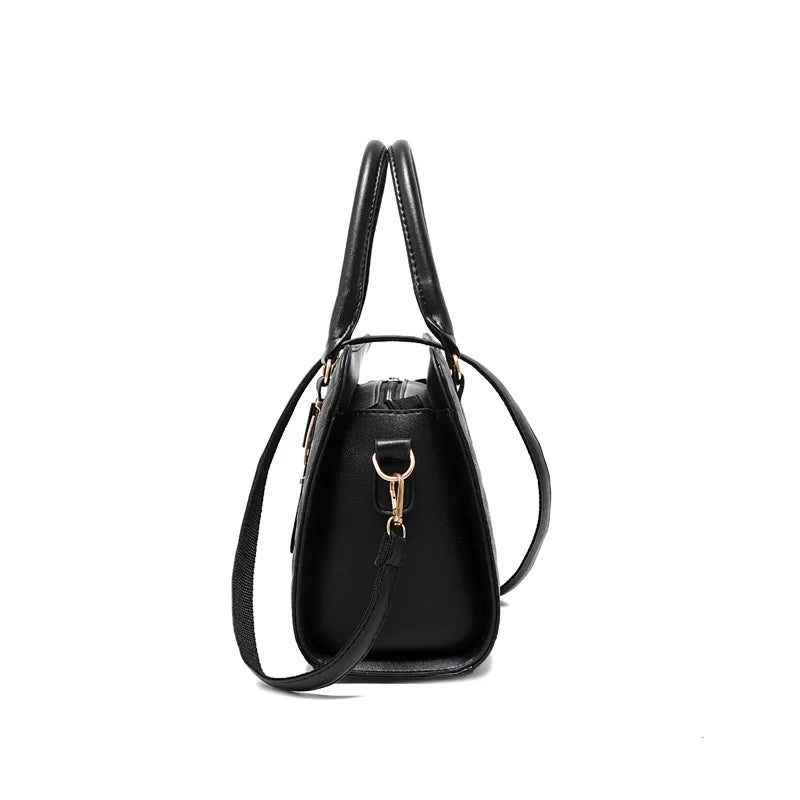 Diamond Lattice Leather Tote Bag with Bow-Knot