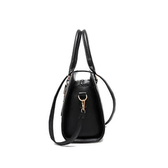 Diamond Lattice Leather Tote Bag with Bow-Knot