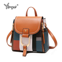 Women Leather Backpack Small School Bag Female Shoulder Crossbody Bag