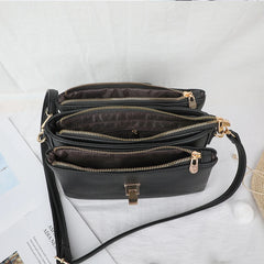 Lychee Pattern PU Leather Messenger Bag for Women with Multi Pockets