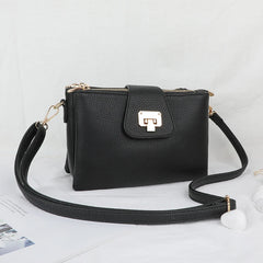 Lychee Pattern PU Leather Messenger Bag for Women with Multi Pockets