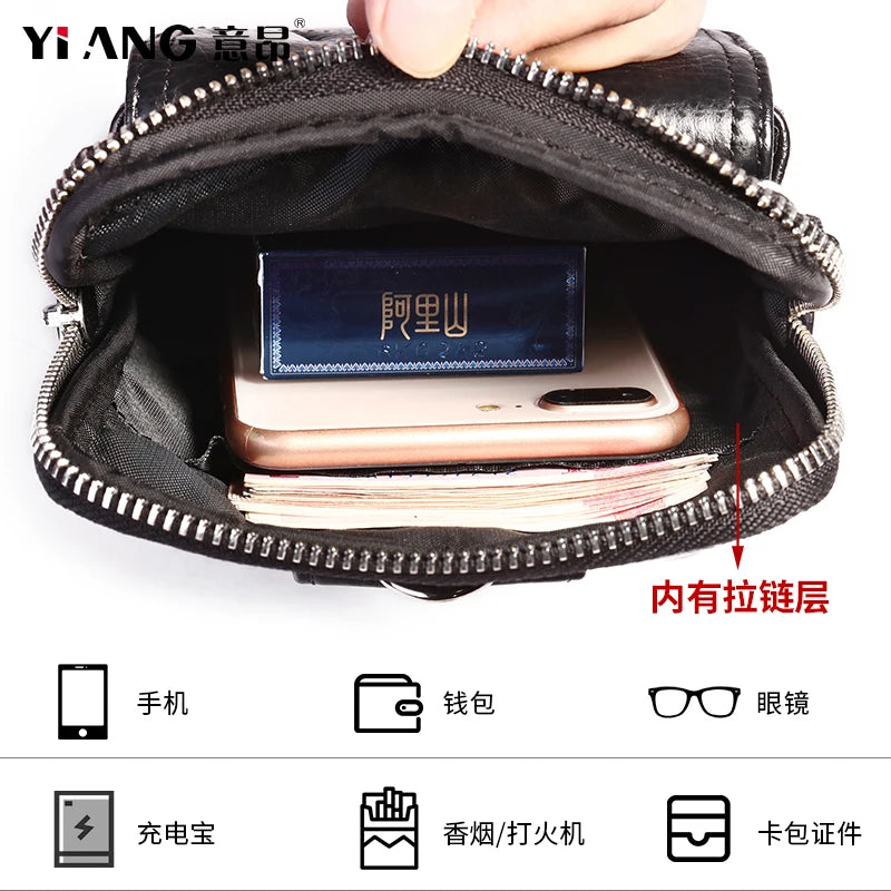 Men's Leather Waist Bag Fanny Pack Shoulder Chest Pouch