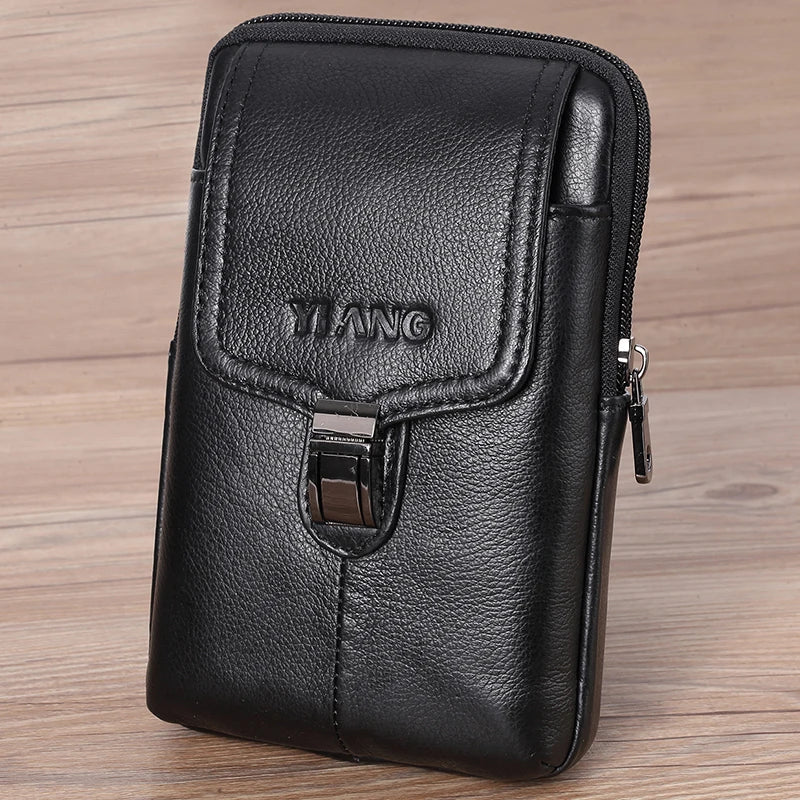 Oil Wax Cowhide Men's Belt Bag Small Travel Fanny Pack