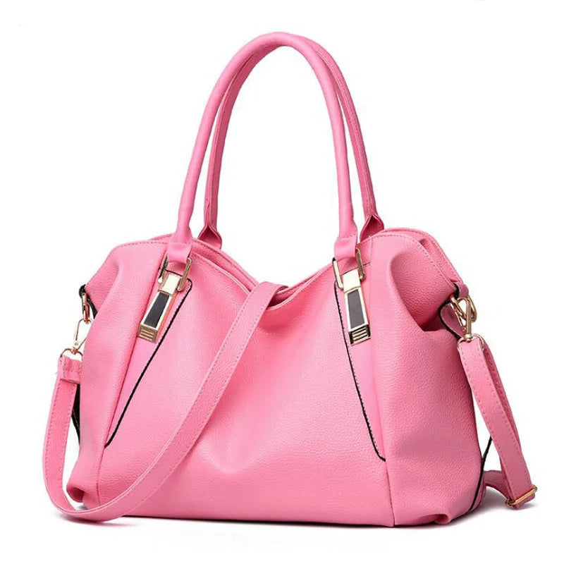 Women Shoulder Bags Solid Top-Handle Handbag PU Leather Tote