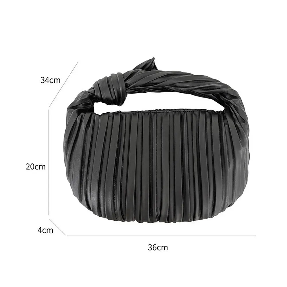Winter Pleated Clutch Bag Stripe Leather Evening Clutch