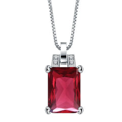 925 Silver Ruby Zircon Square Jewelry Set