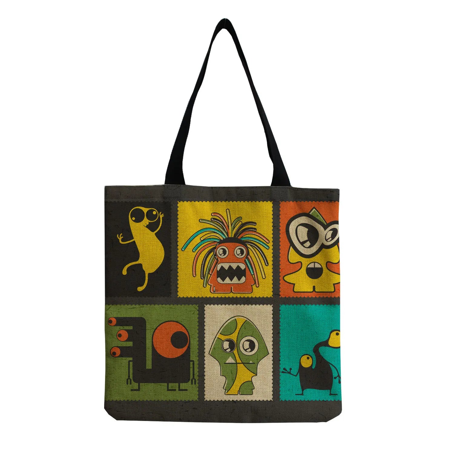 Monster Printed Tote Linen Travel Storage Handbag Women Shopping Bag