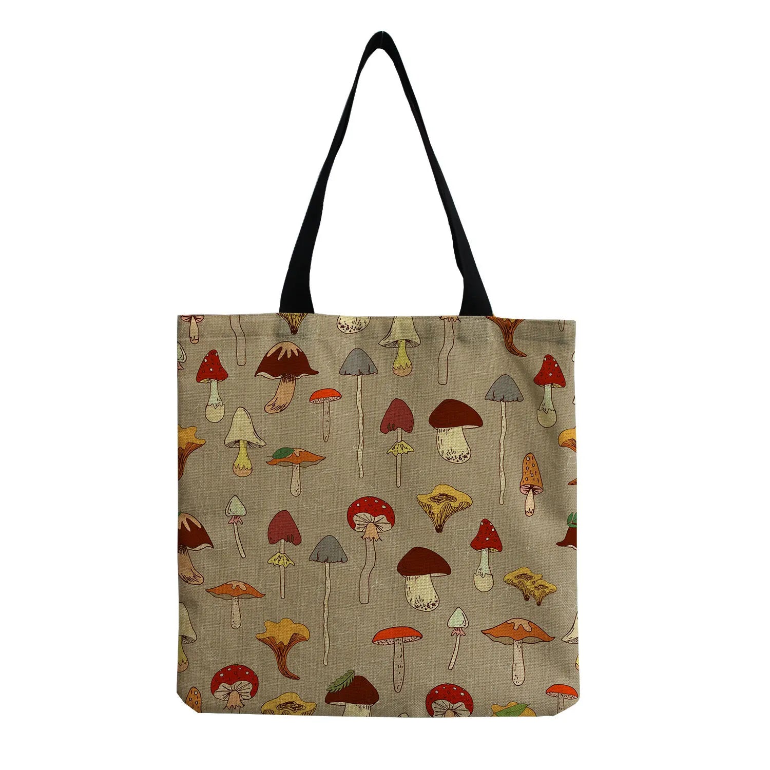 Cartoon Mushroom Printed Reusable Shoulder Bag for Groceries