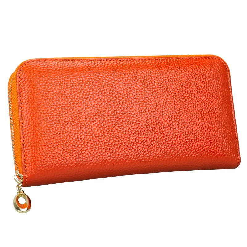 Classic Litchi Leather Women's Wallet Clutch Long Purse