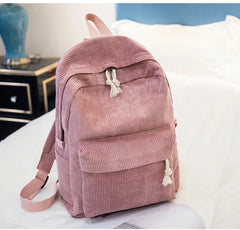 Pink Corduroy School Backpack for Teenage Girl