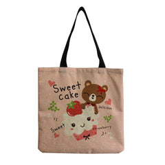 Women Beach Shoulder Bag Bear Printed Casual Tote Handbag