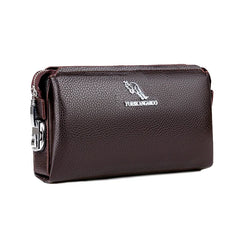 YUES KANGAROO Men's Leather Clutch Wallet Brown