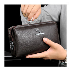 YUES KANGAROO Men's Leather Clutch Wallet Brown