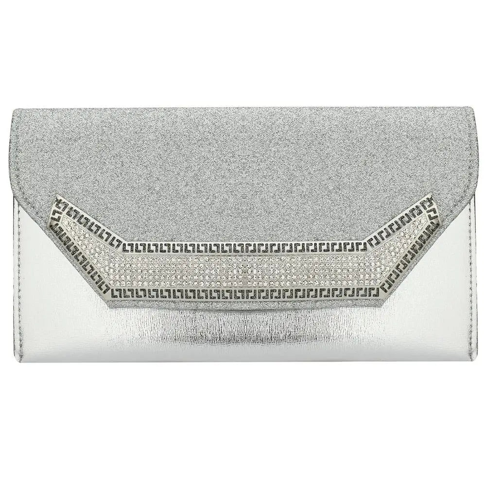 Champagne Wedding Clutch Evening Bag Silver Rhinestone Clutches