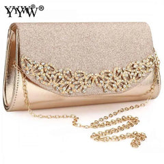 Champagne Wedding Clutch Evening Bag Silver Rhinestone Clutches