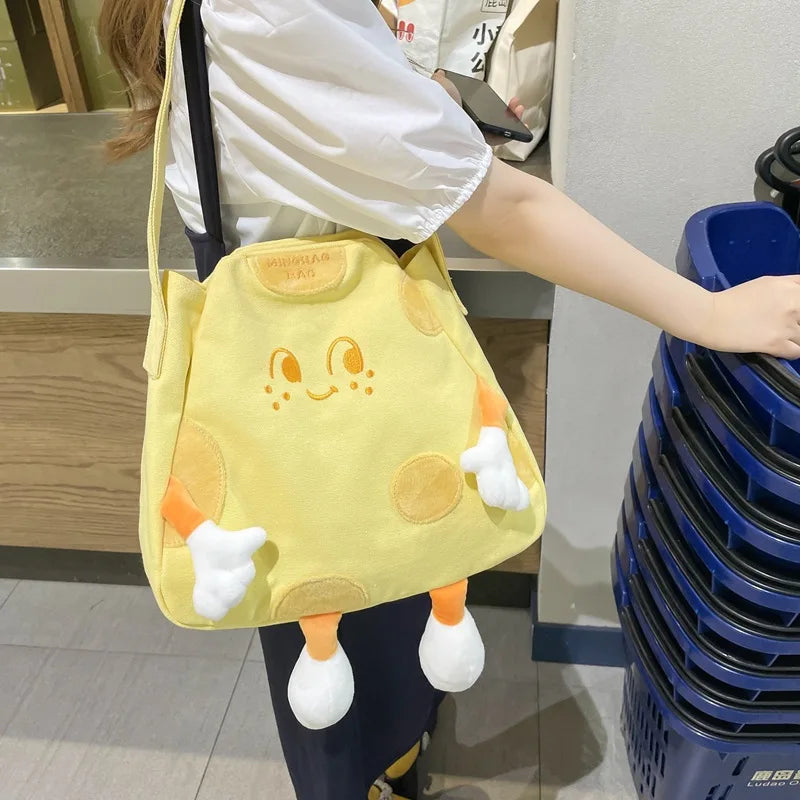 Yellow Cheese Canvas Shoulder Bag Large Capacity Crossbody Bags