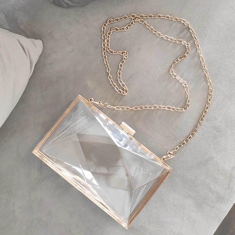 Yellow Clutch Purse Evening Bag Jelly Acrylic Transparent Handbag