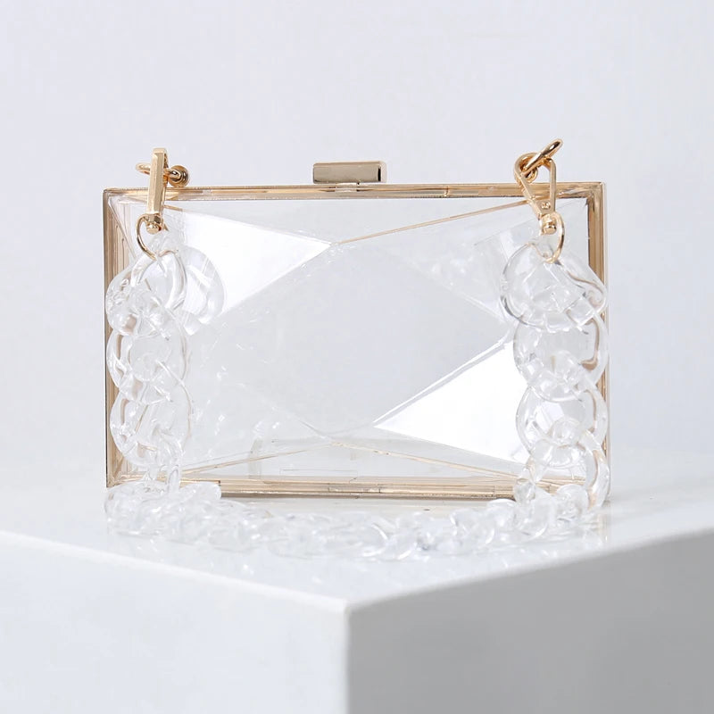 Yellow Clutch Purse Evening Bag Jelly Acrylic Transparent Handbag