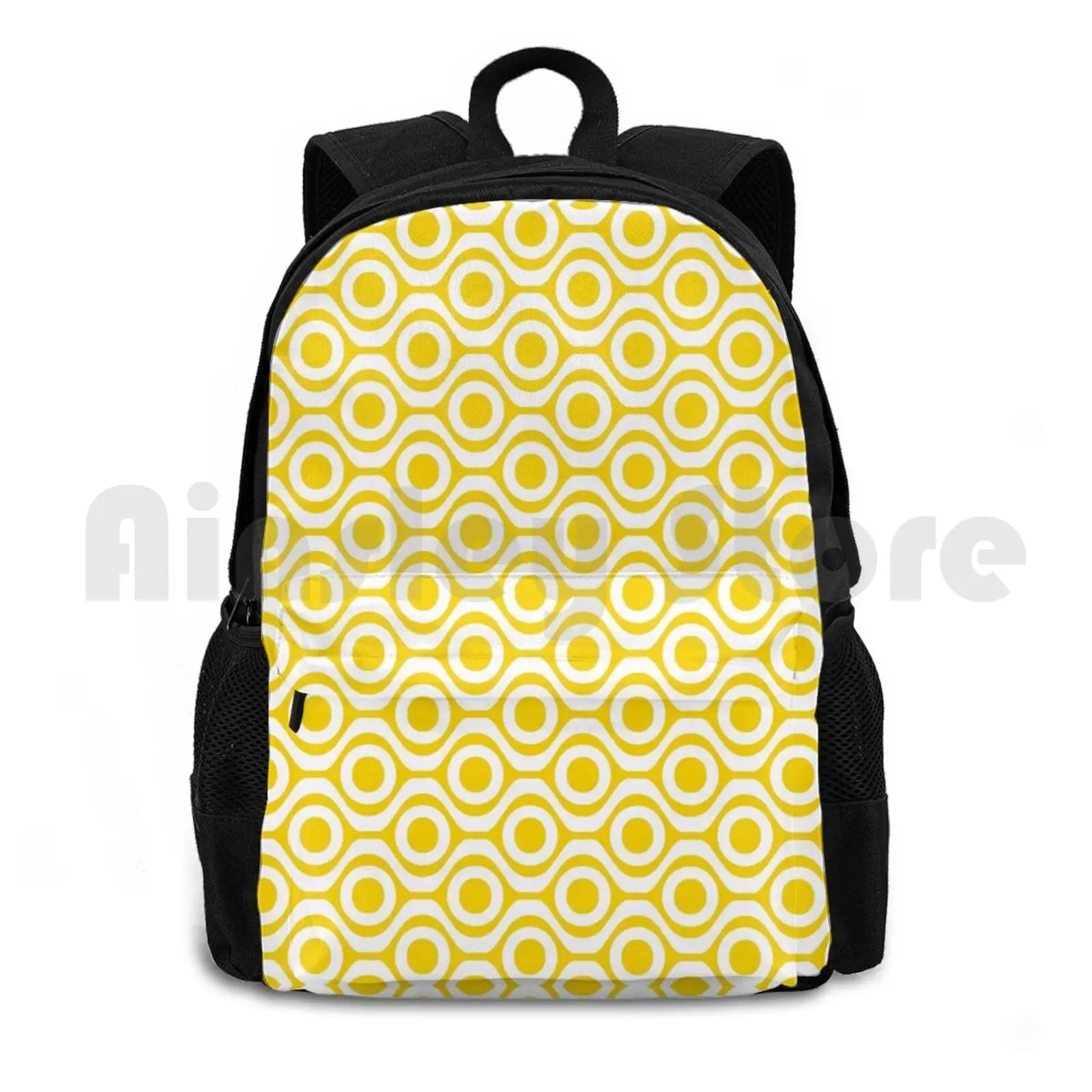 Yellow Dot Retro Pattern Outdoor Hiking Backpack
