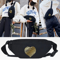 Yellow Heart Print Waist Bags Chest Bag Casual Men Women Crossbody Shoulder Bags