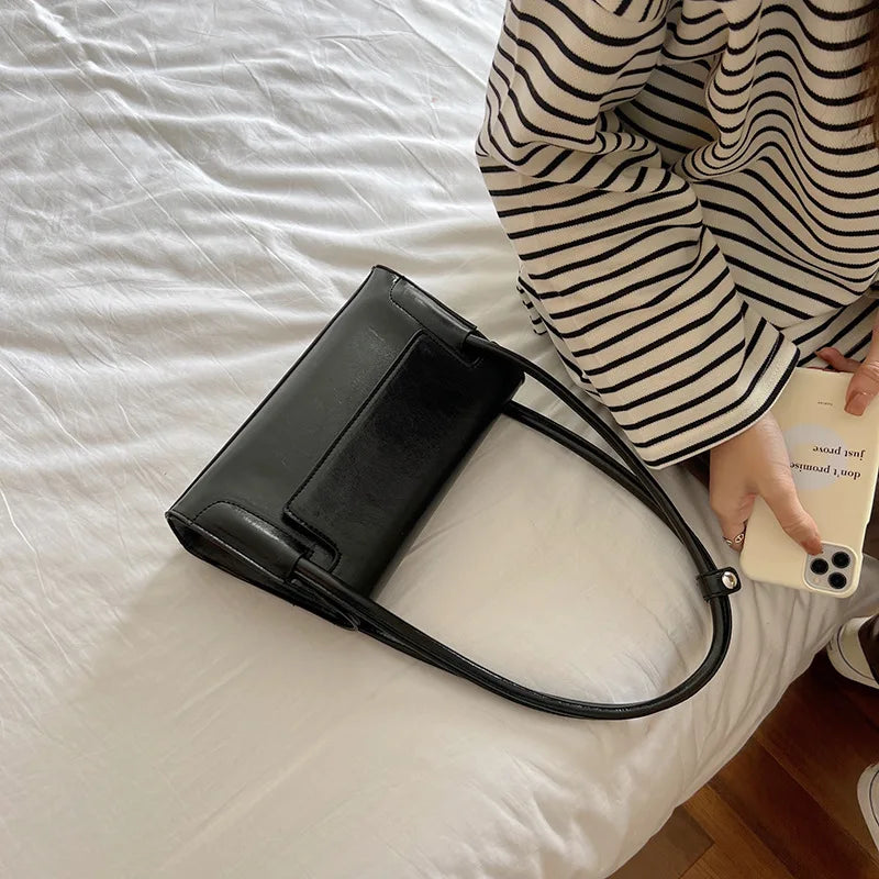Green Leather Shoulder Bag Vintage Female Handbag