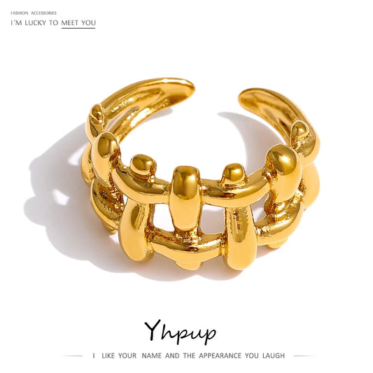 316L Stainless Steel Chain Ring 18K Plated Waterproof Jewelry