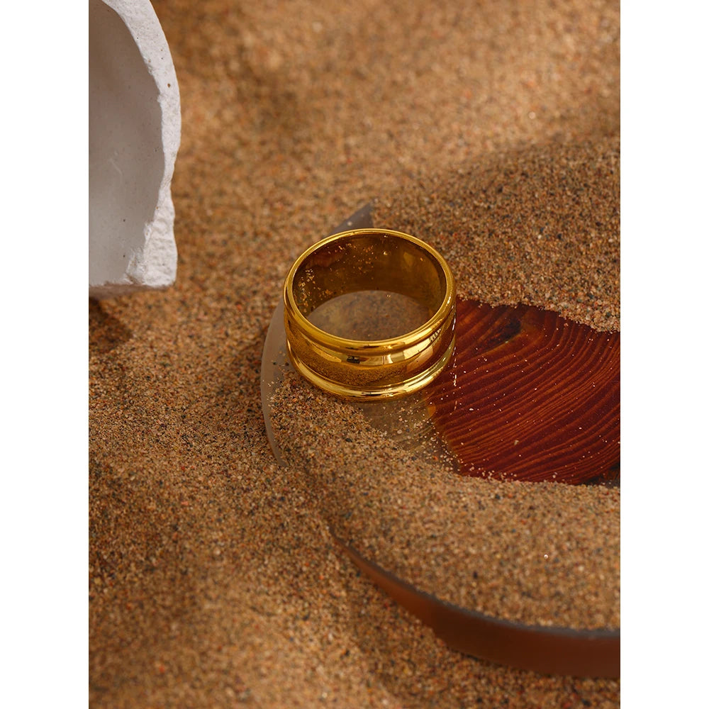 Stainless Steel Minimalist Round Ring 18K PVD Plated