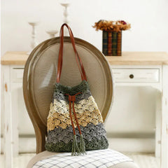 Bohemian Straw Bags for Women Wavy Stripes Beach Handbags