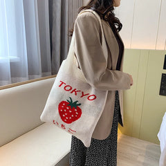 Strawberry Knitting Beach Bag Casual Handbag For Women