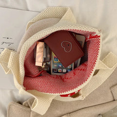 Strawberry Knitting Beach Bag Casual Handbag For Women