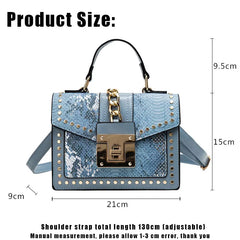 Snake Skin Women's Leather Handbag Square Pack Shoulder Bag