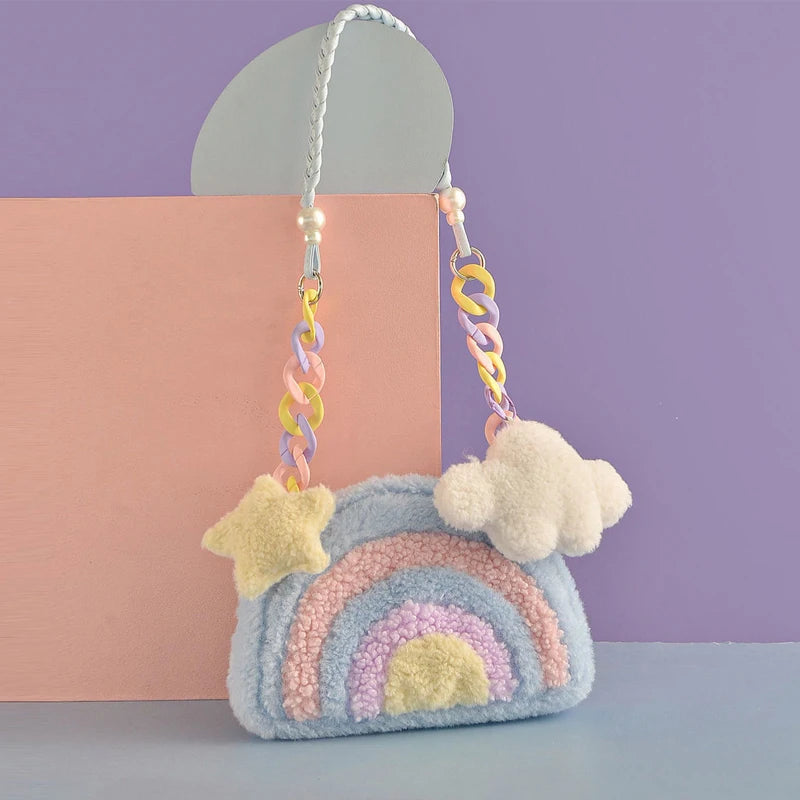 Woman Rainbow Small Shoulder Bag College Girl Leisure Mobile Phone Handbag