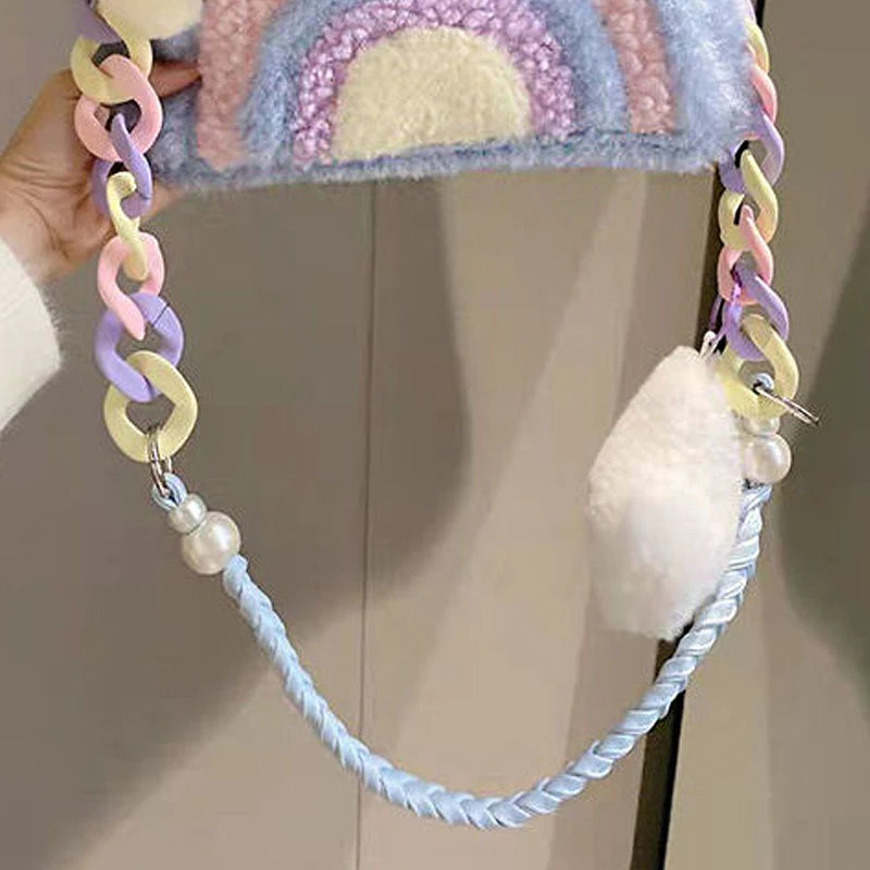 Woman Rainbow Small Shoulder Bag College Girl Leisure Mobile Phone Handbag