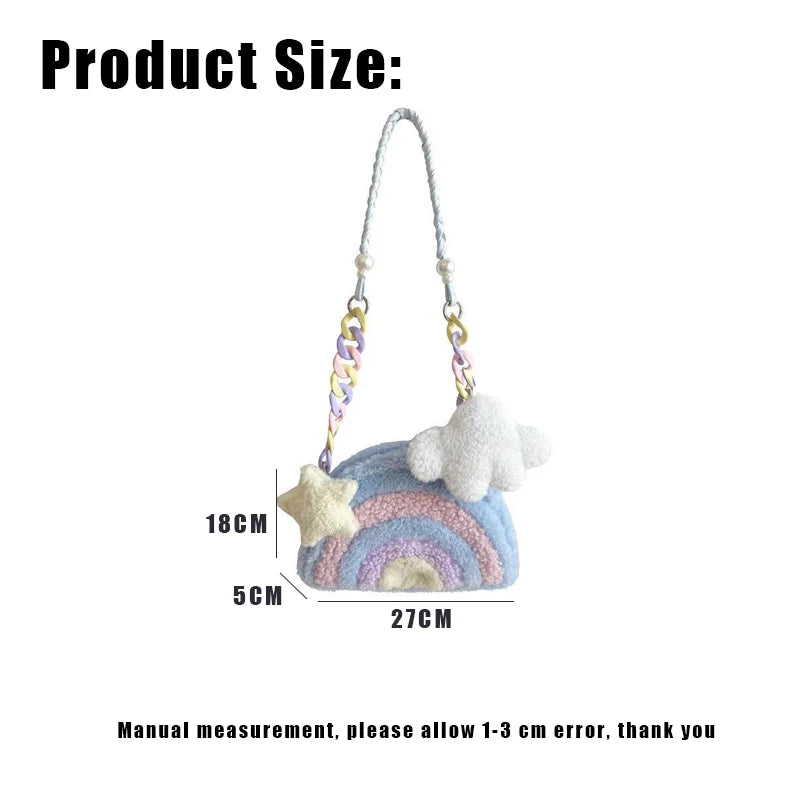 Woman Rainbow Small Shoulder Bag College Girl Leisure Mobile Phone Handbag