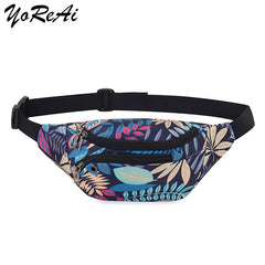 Printed Leaves Waist Bag For Men Women Casual Belt Bags Pouch