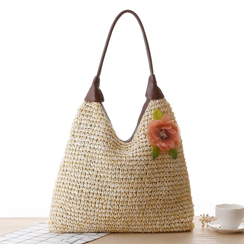 Retro Casual Women's Totes Shoulder Bag Straw Handbags 2021