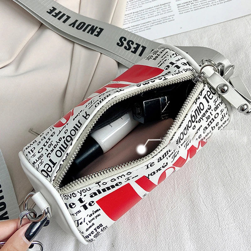 Women Duffel Bag Shoulder Bags PU Soft Leather Letter Pounch