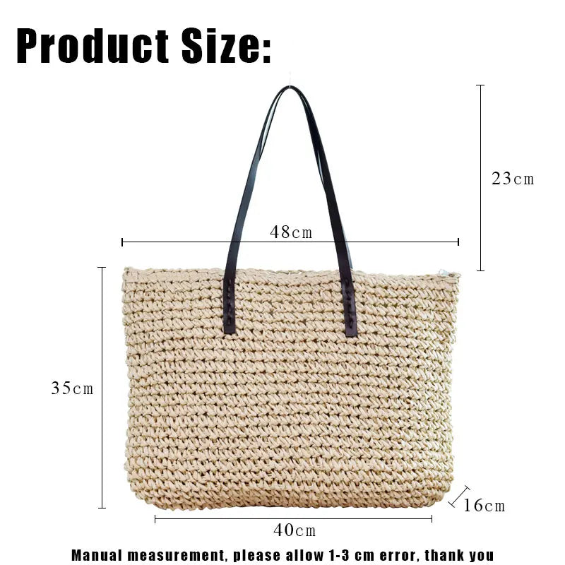 Woven Straw Beach Bag Large Totes Shoulder Bags