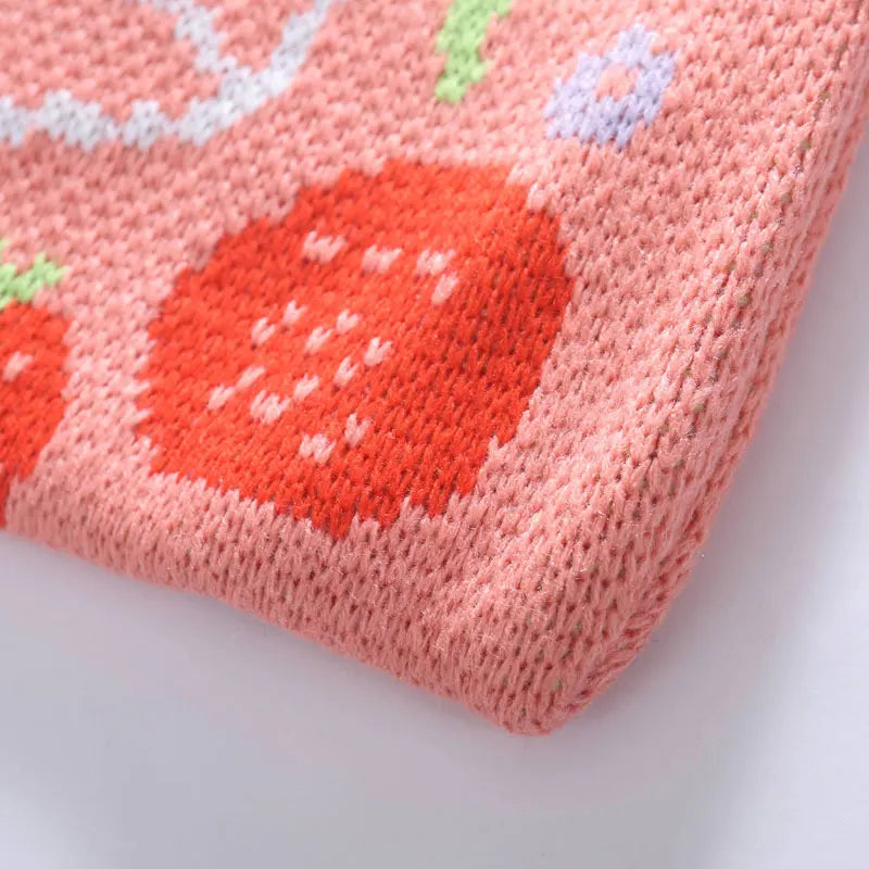 Strawberry Milk Knitting Shoulder Bag for Women