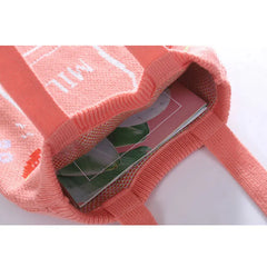 Strawberry Milk Knitting Shoulder Bag for Women
