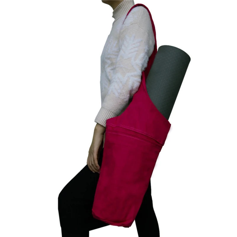 Yoga Mat Bag Cotton Canvas Large Carry Tote Adjustable Shoulder Strap