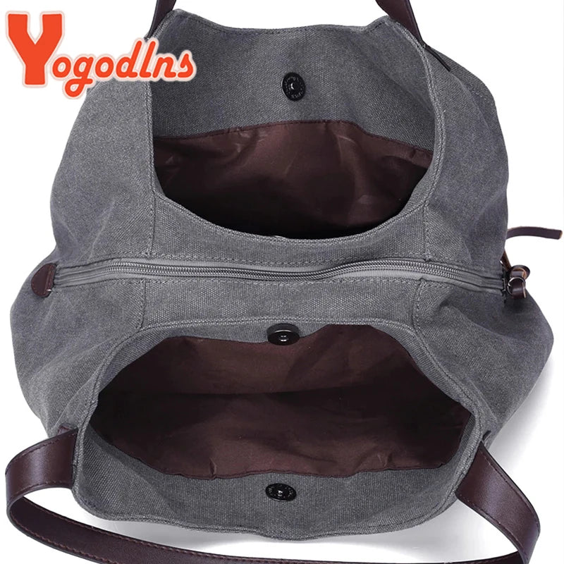Casual Canvas Handbag Women High Capacity Shoulder Bag Handle Lady Shopping